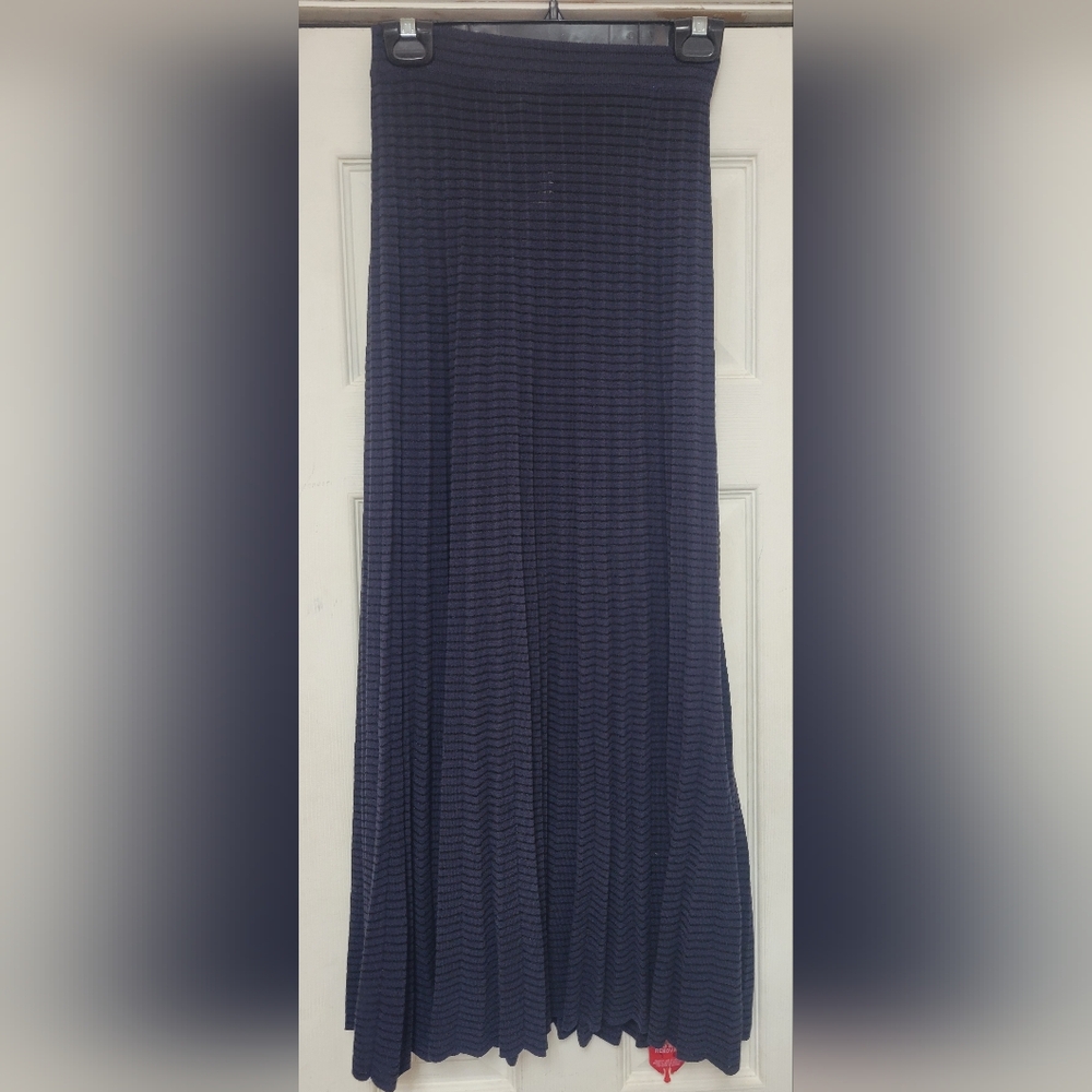 rag & bone Dark Blue Textured Maxi Skirt